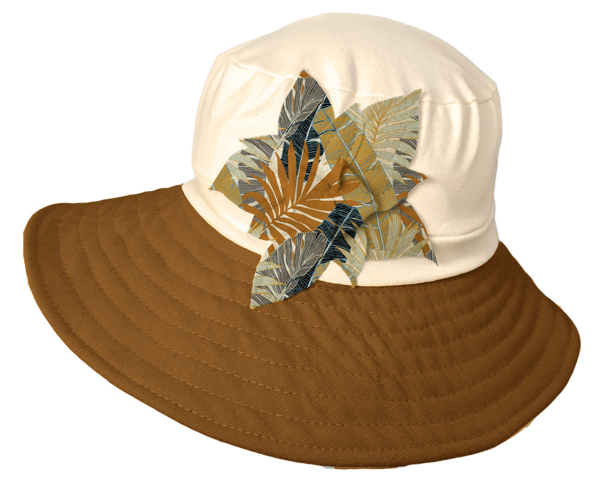 Sun Hats | Stretch Fit Hat | Stretch Fit Cap Cream Black Flower H017-028